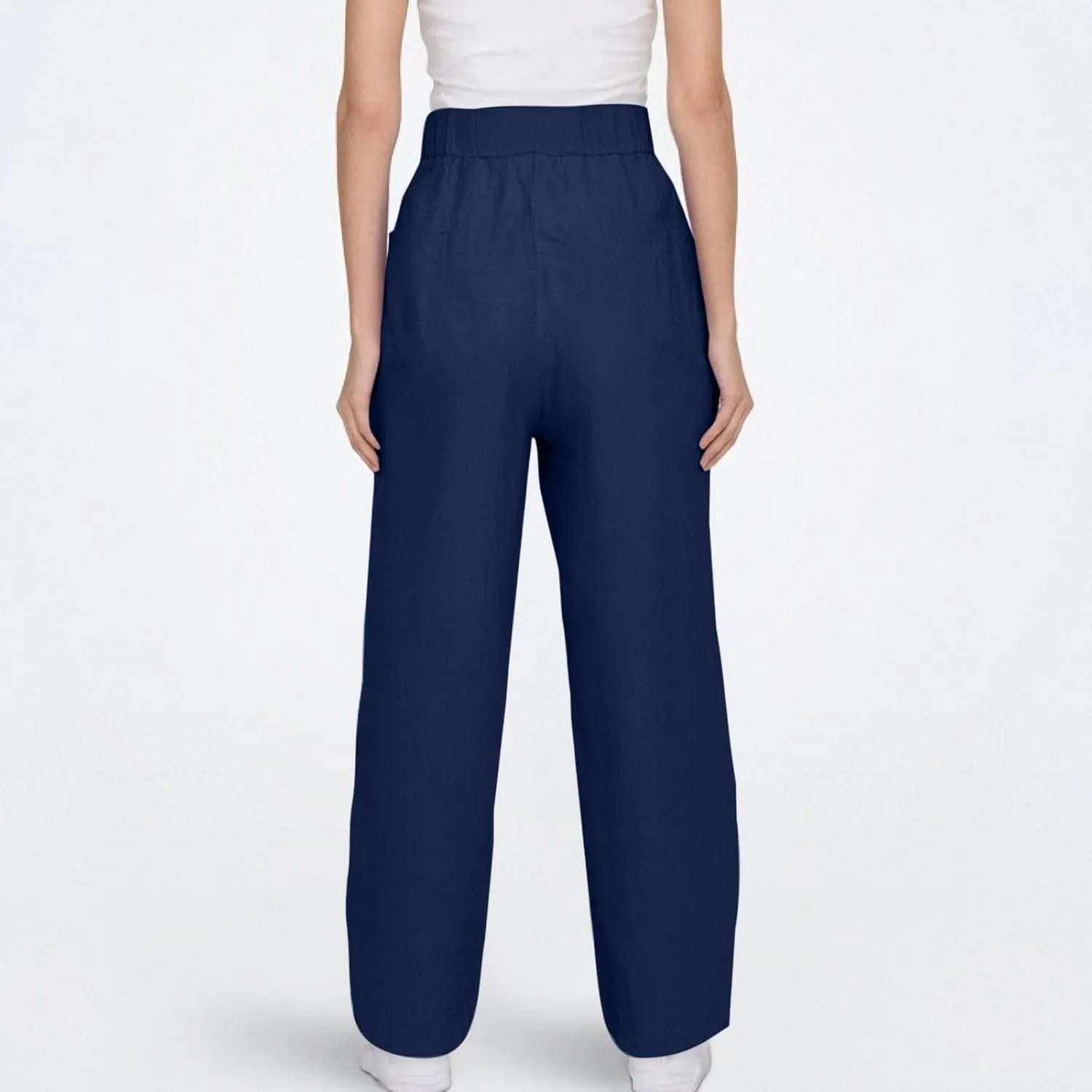 ADHOWBEW Linen Blend Pants for Women Work Cotton Petite Plus Size Stretch Casual Dressy Lounge Flowy Pants