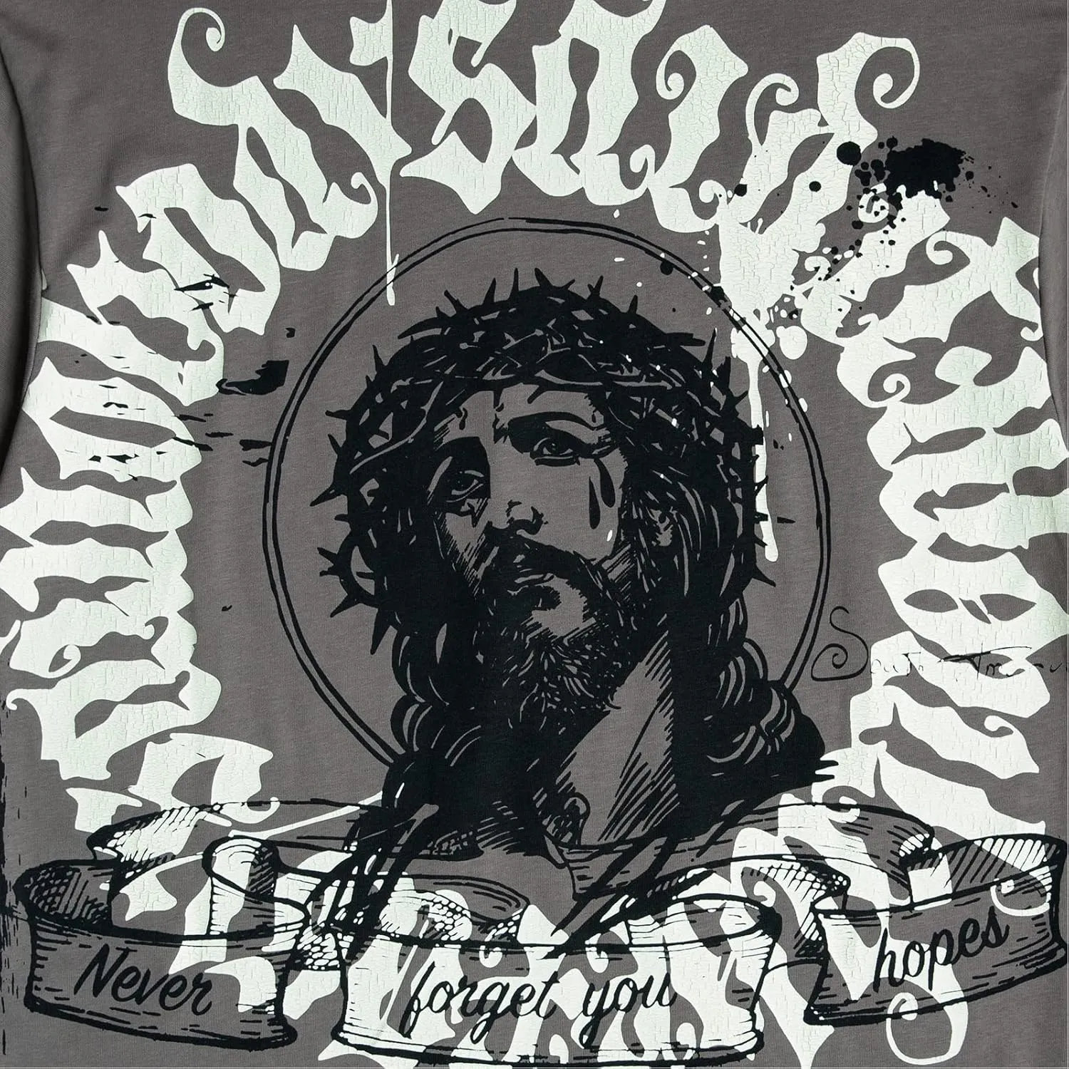 Arnodefrance Men Vintage Graphic Tshirts Jesus Printing Alphabet Graffiti Tshirt Cotton Crewneck Tee Shirt