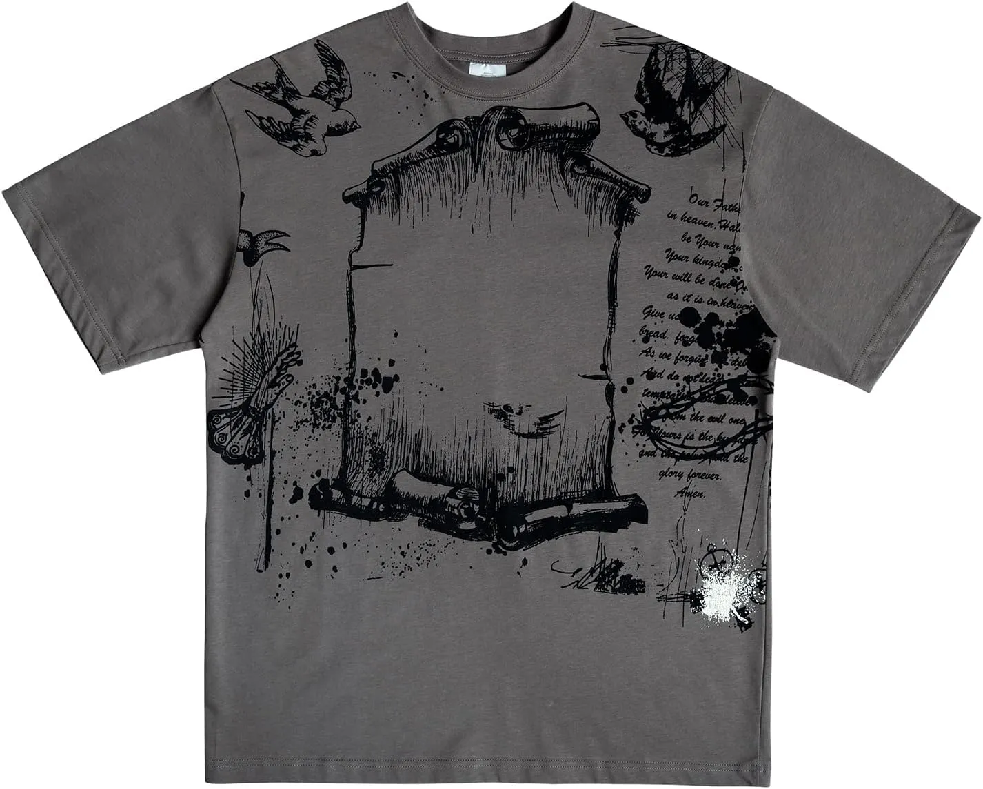 Arnodefrance Men Vintage Graphic Tshirts Jesus Printing Alphabet Graffiti Tshirt Cotton Crewneck Tee Shirt