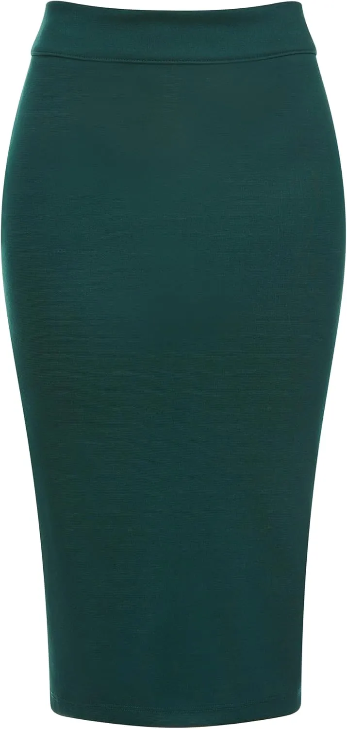 Baby'O Made in The USA Women's Pencil Skirt | Knee Length Pencil Skirt | Tailored Fit Bodycon Stretch Modest Pencil Skirts