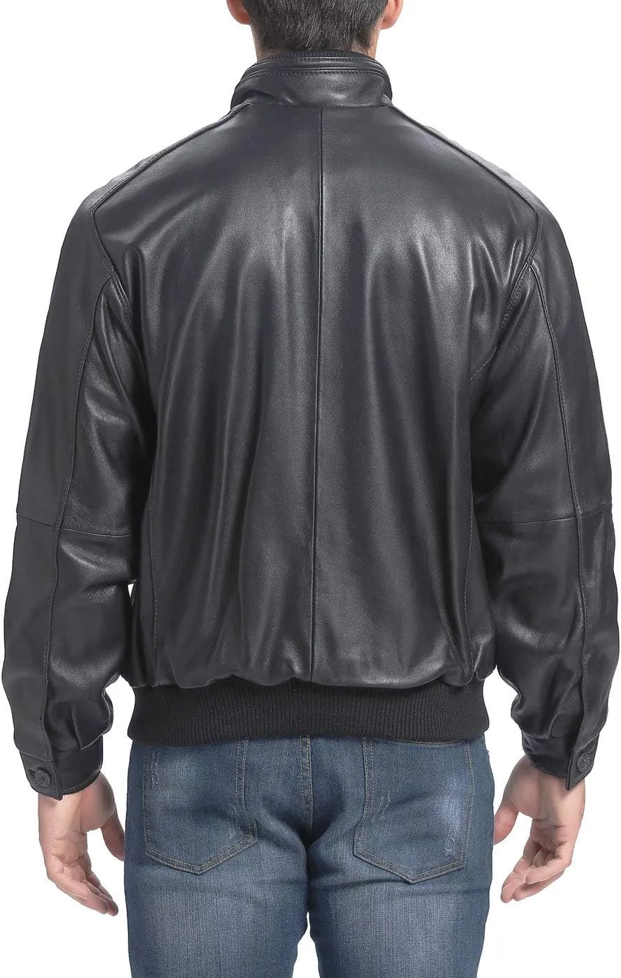 BGSD Men City Lambskin Leather Bomber Jacket (Also available in Big and Tall)