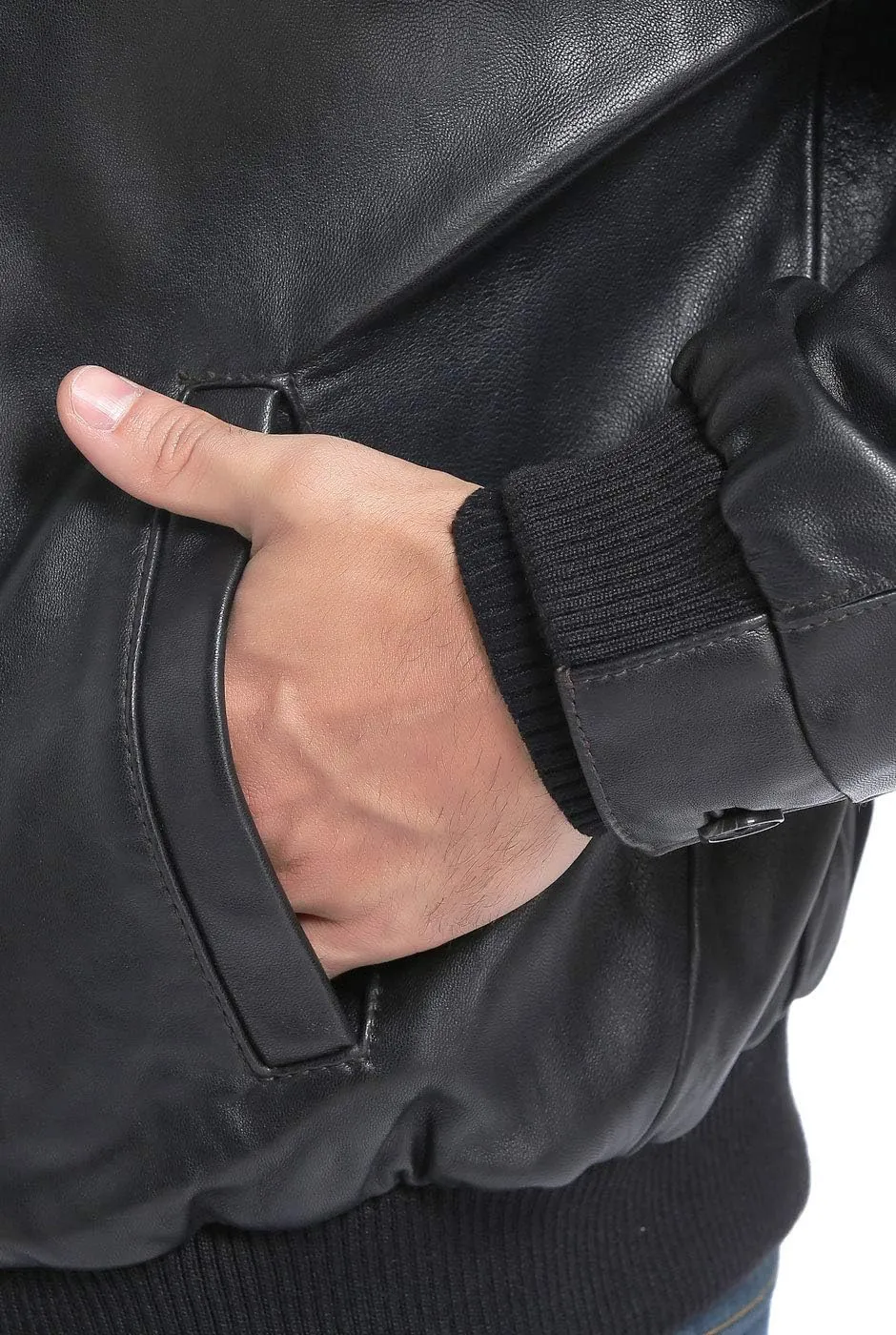 BGSD Men City Lambskin Leather Bomber Jacket (Also available in Big and Tall)