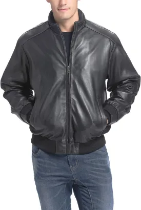 BGSD Men City Lambskin Leather Bomber Jacket (Also available in Big and Tall)