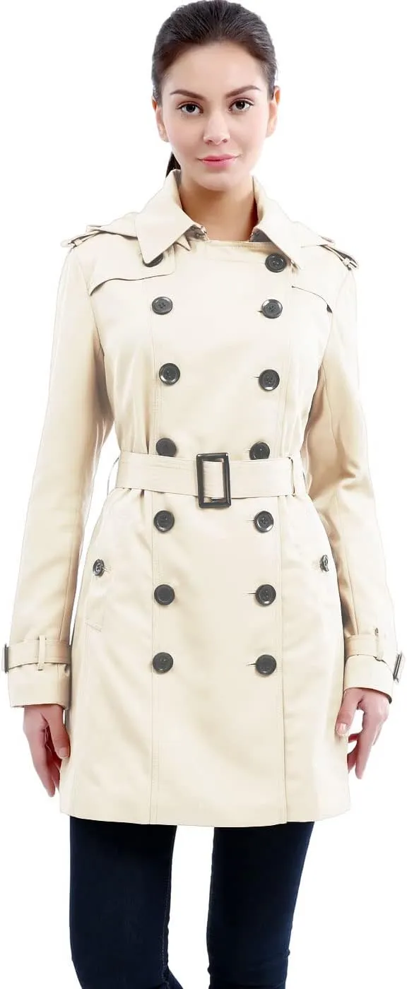BGSD Women Leah Waterproof Hooded Mid Length Trench Coat
