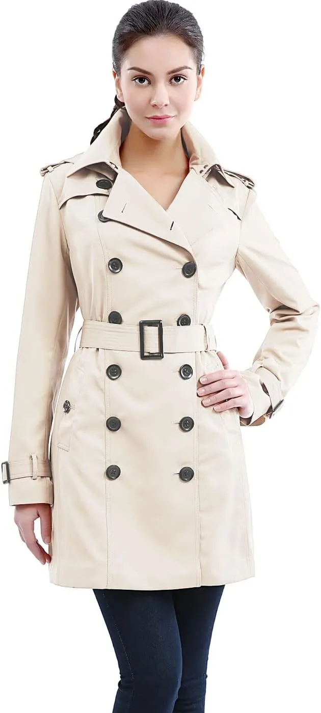 BGSD Women Leah Waterproof Hooded Mid Length Trench Coat