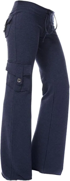 Bootcut Yoga Pants for Women's Stretch Workout Relax Fit Cargo Yoga Pants Wide Leg Palazzo Cargo Gym Sweatpants with Pockets