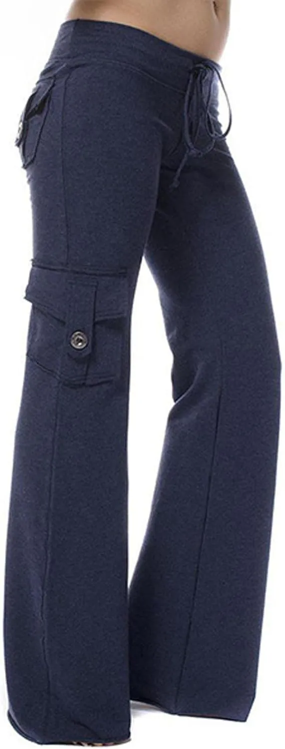 Bootcut Yoga Pants for Women's Stretch Workout Relax Fit Cargo Yoga Pants Wide Leg Palazzo Cargo Gym Sweatpants with Pockets