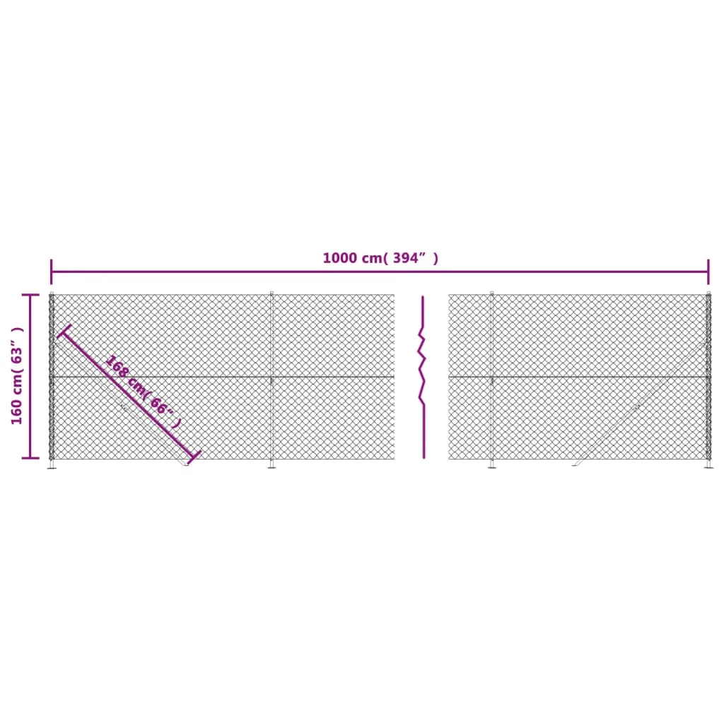 Chain Link Fence with Flange Silver 1.6x10 m