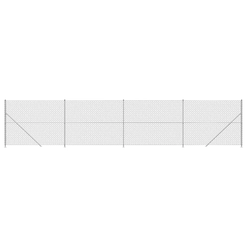 Chain Link Fence with Flange Silver 1.6x10 m
