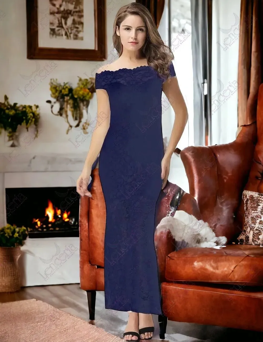 Dark blue Caerula Fishtail Evening Dress