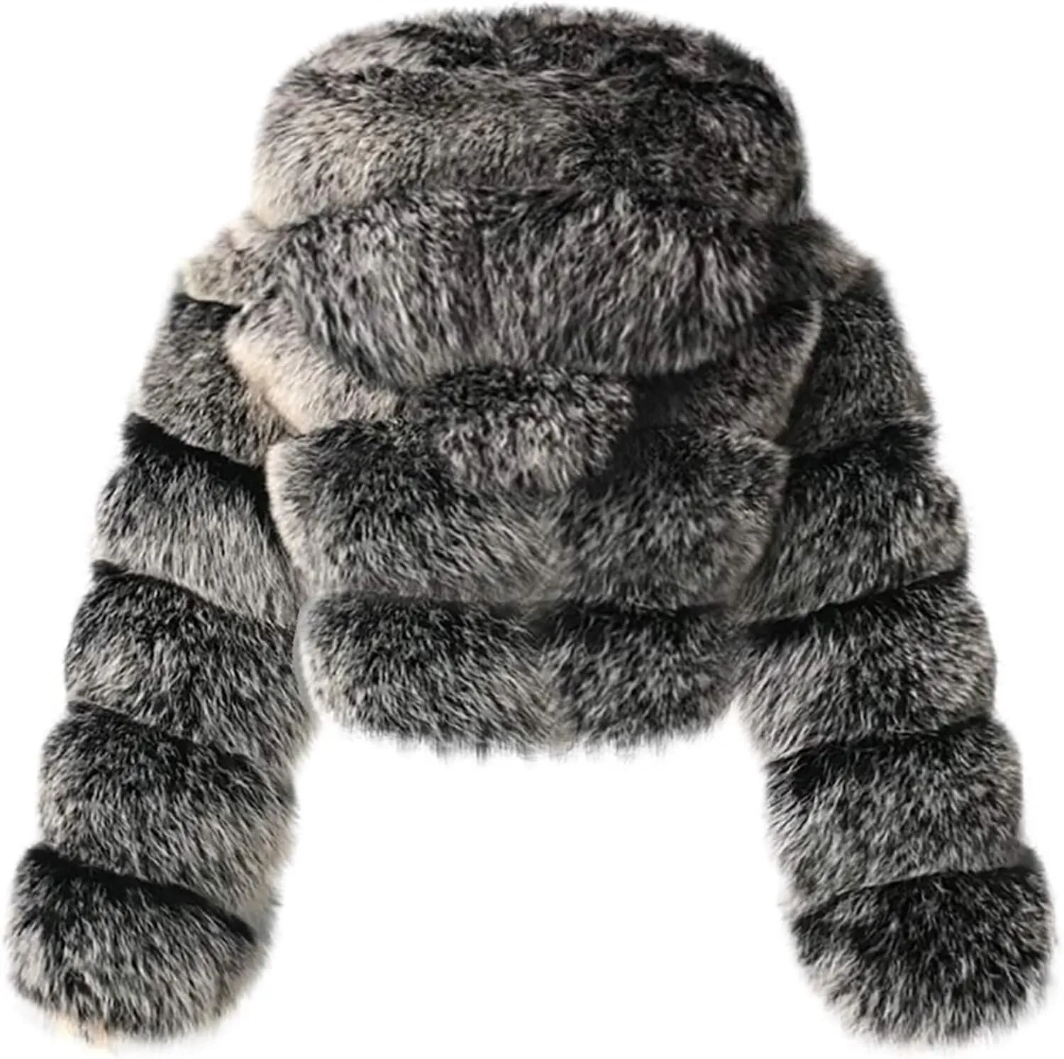 Faux Fur Coat Women Cropped Bubble Coats Fleece Short Warm Jackets Plus Size Winter Coats for Women with Hood