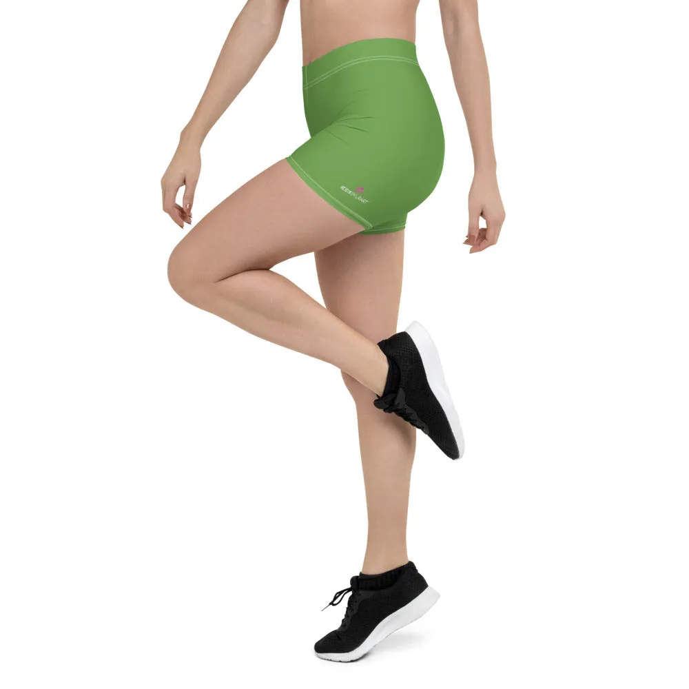 Green Women's Designer Shorts, Light Green Bright Gym Ladies' Pants-Made in USA/EU/MX