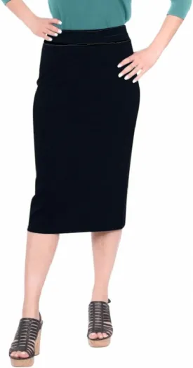 Kosher Casual Women's Modest Midi Lightweight Cotton Spandex Tapered Pencil Skirt