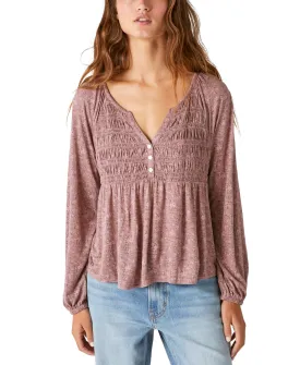 Lucky Brand Floral-Print Smocked Top