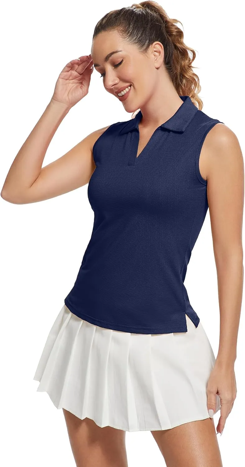 MathCat Women's Sleeveless Golf Shirts UPF 50  Quickly Dry Tennis Polo Lightweight Sports Athletic Tank Tops