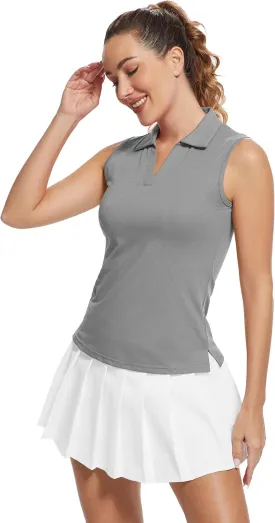 MathCat Women's Sleeveless Golf Shirts UPF 50  Quickly Dry Tennis Polo Lightweight Sports Athletic Tank Tops