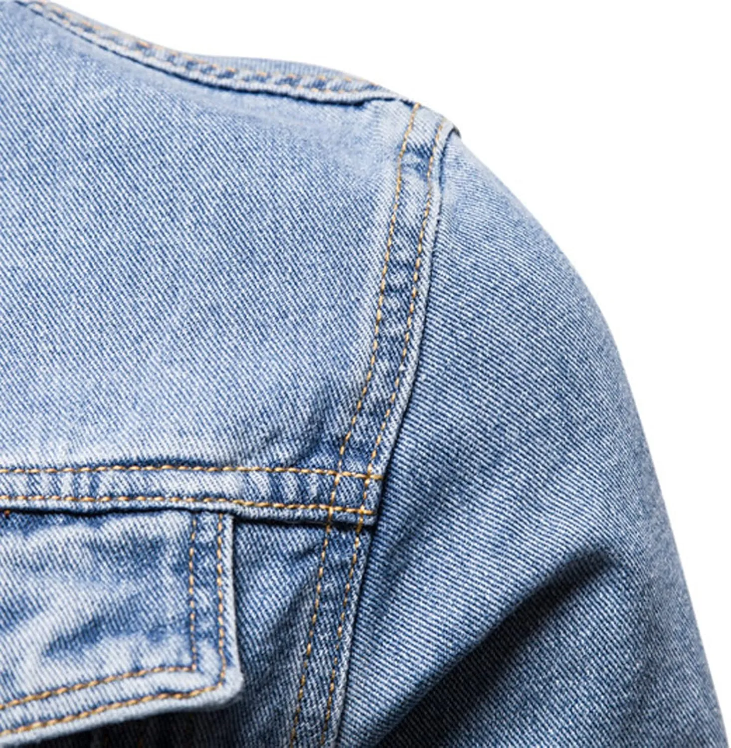 Men's Distressed Denim Jacket Vintage Plus Size Button Down Jean Coat Casual Long Sleeve Trucker Jackets Outwear