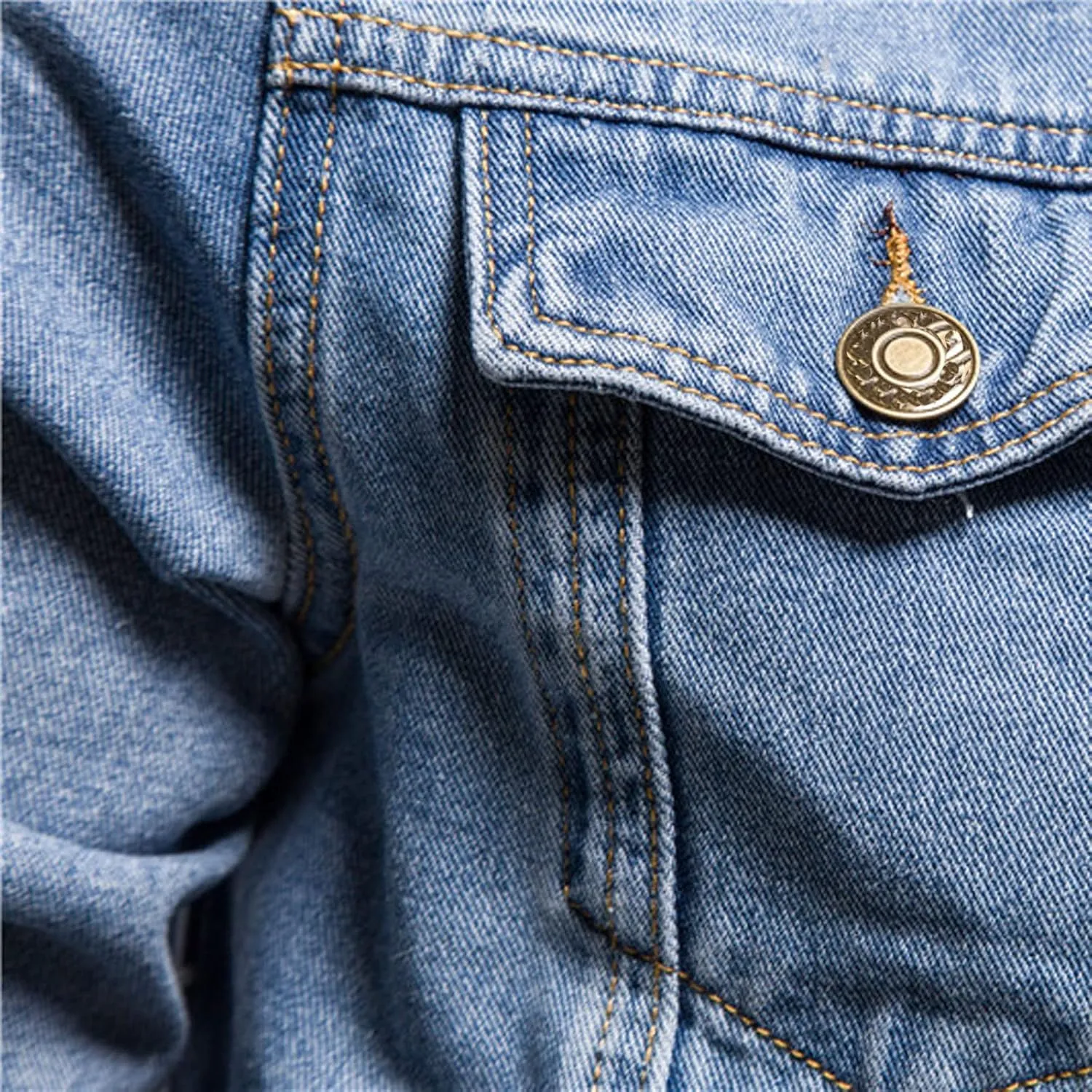 Men's Distressed Denim Jacket Vintage Plus Size Button Down Jean Coat Casual Long Sleeve Trucker Jackets Outwear