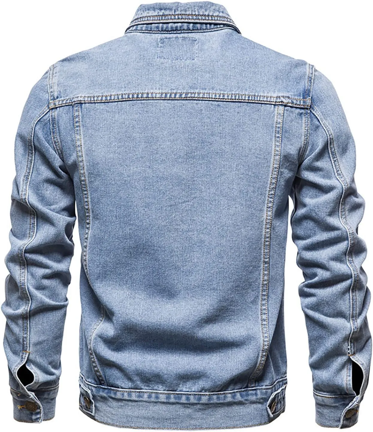 Men's Distressed Denim Jacket Vintage Plus Size Button Down Jean Coat Casual Long Sleeve Trucker Jackets Outwear