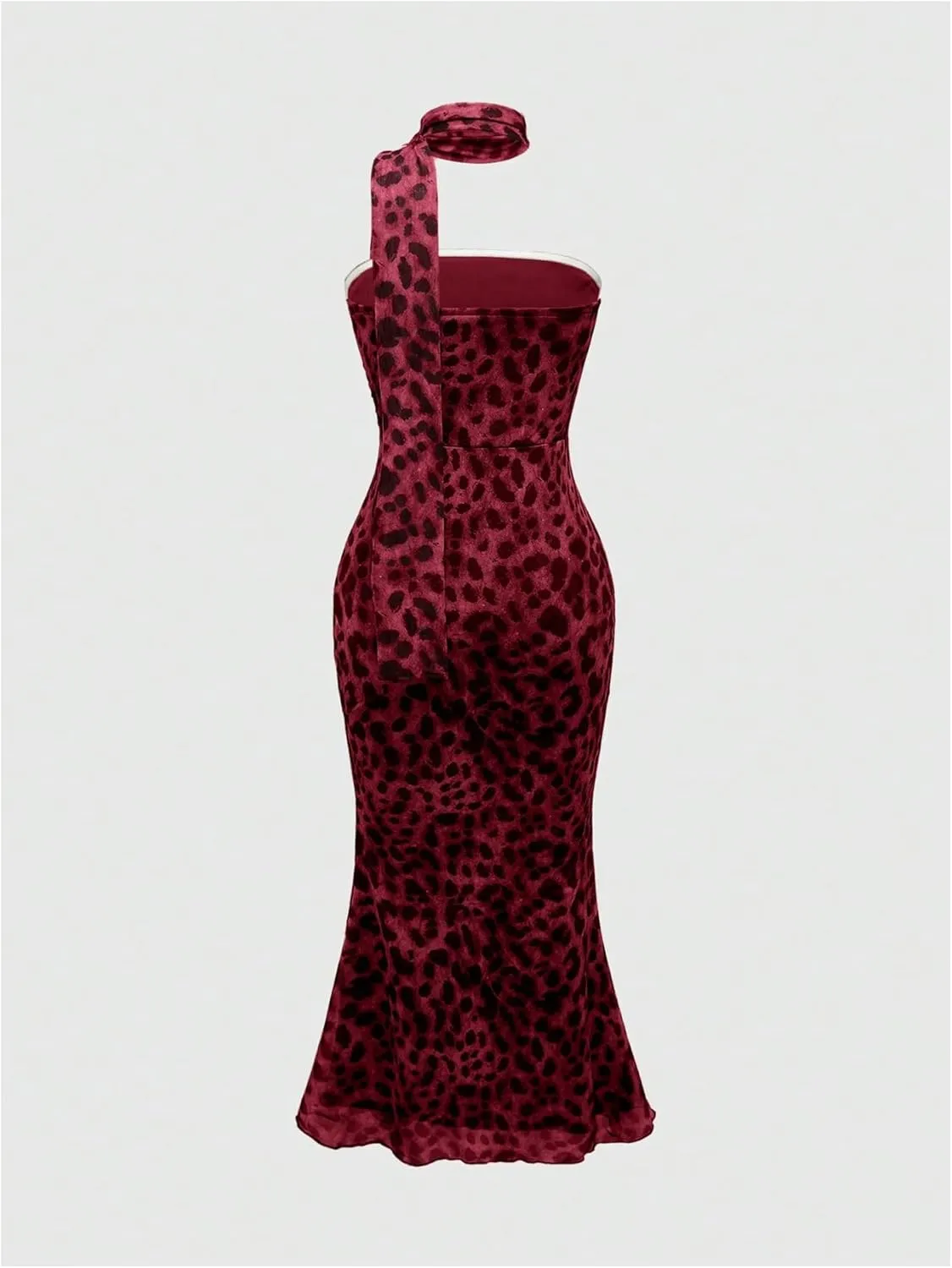 Milumia Women's Leopard Print Strapless Bodycon Maxi Dress Mesh Long Tube Top Dress