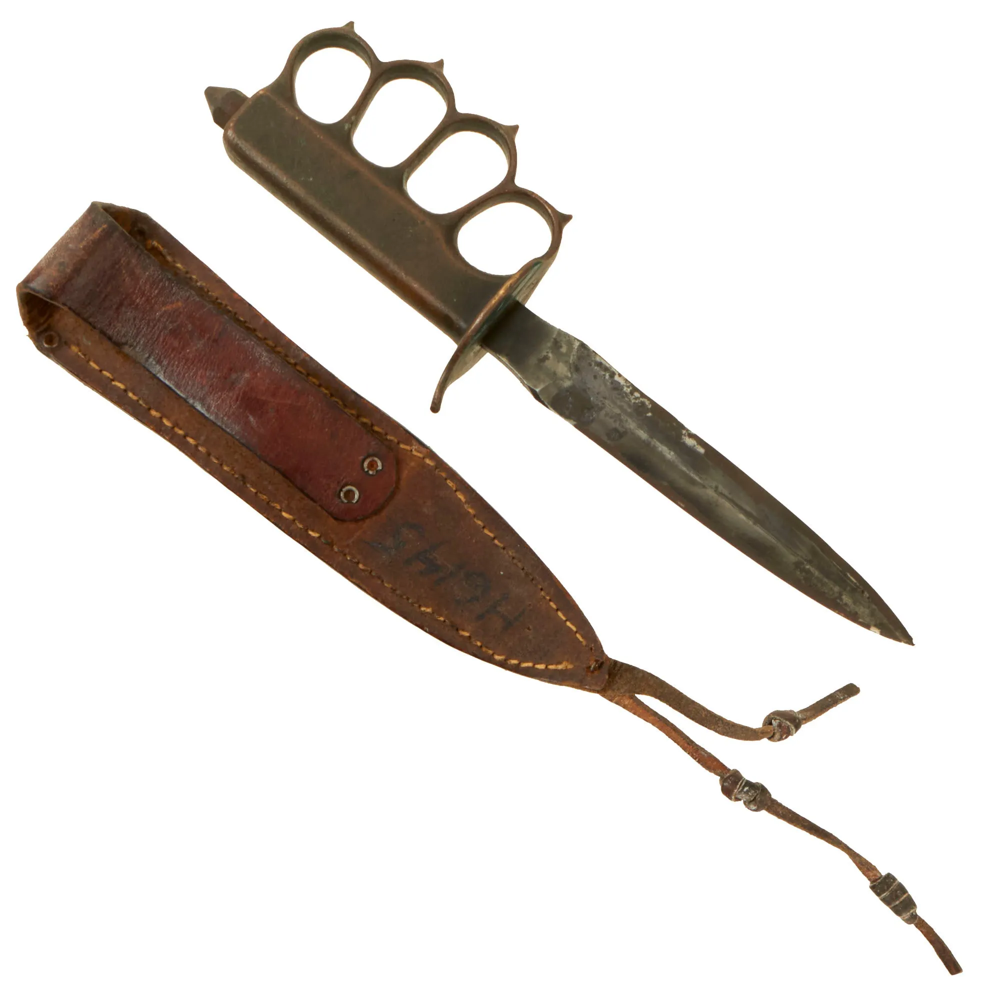 Vintage U.S. WWI Model 1918 Mark 1 Trench Knife with Custom Modified Scabbard - Featured in Greg Aloisios Model 1918 Mark I Trench Knife and Variations