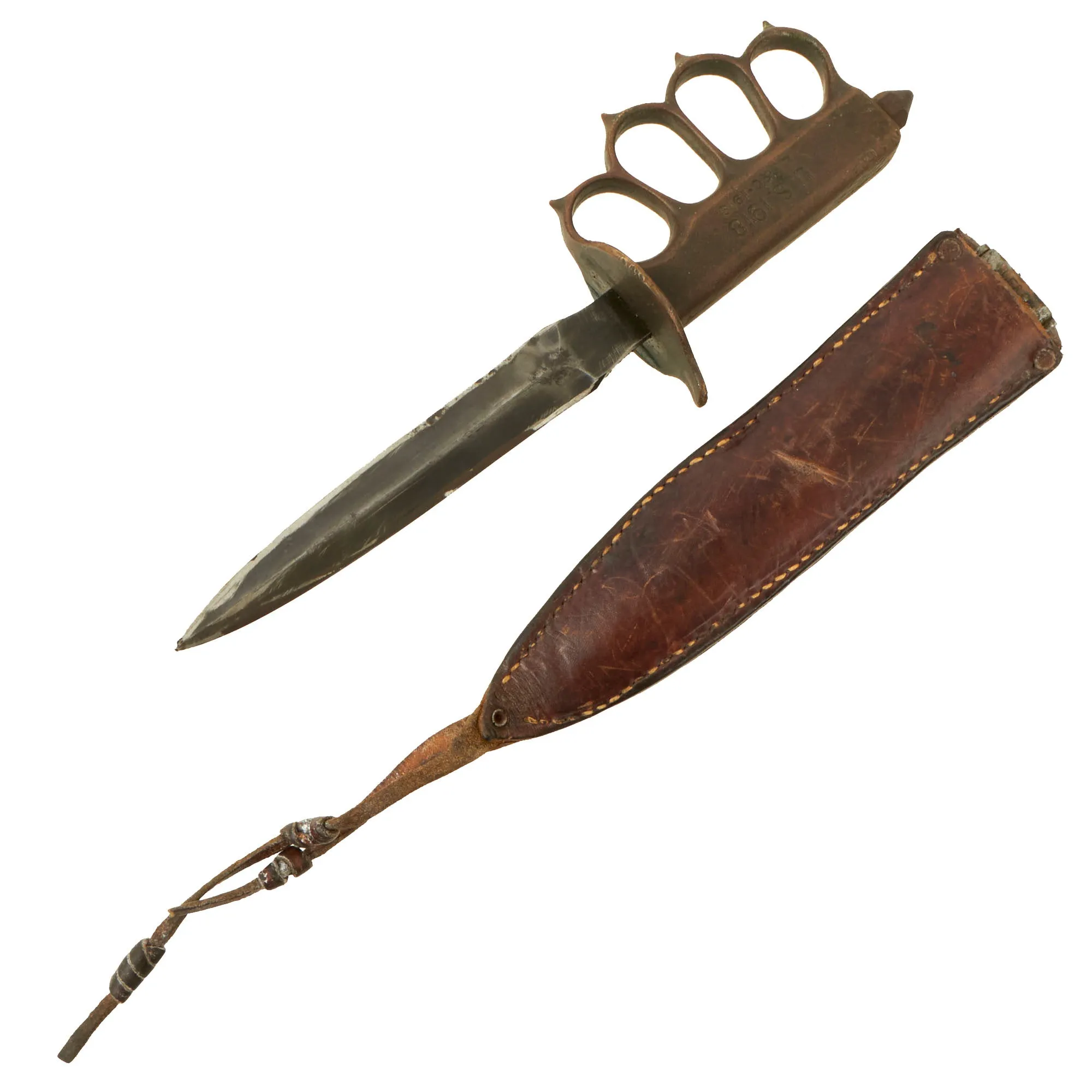 Vintage U.S. WWI Model 1918 Mark 1 Trench Knife with Custom Modified Scabbard - Featured in Greg Aloisios Model 1918 Mark I Trench Knife and Variations