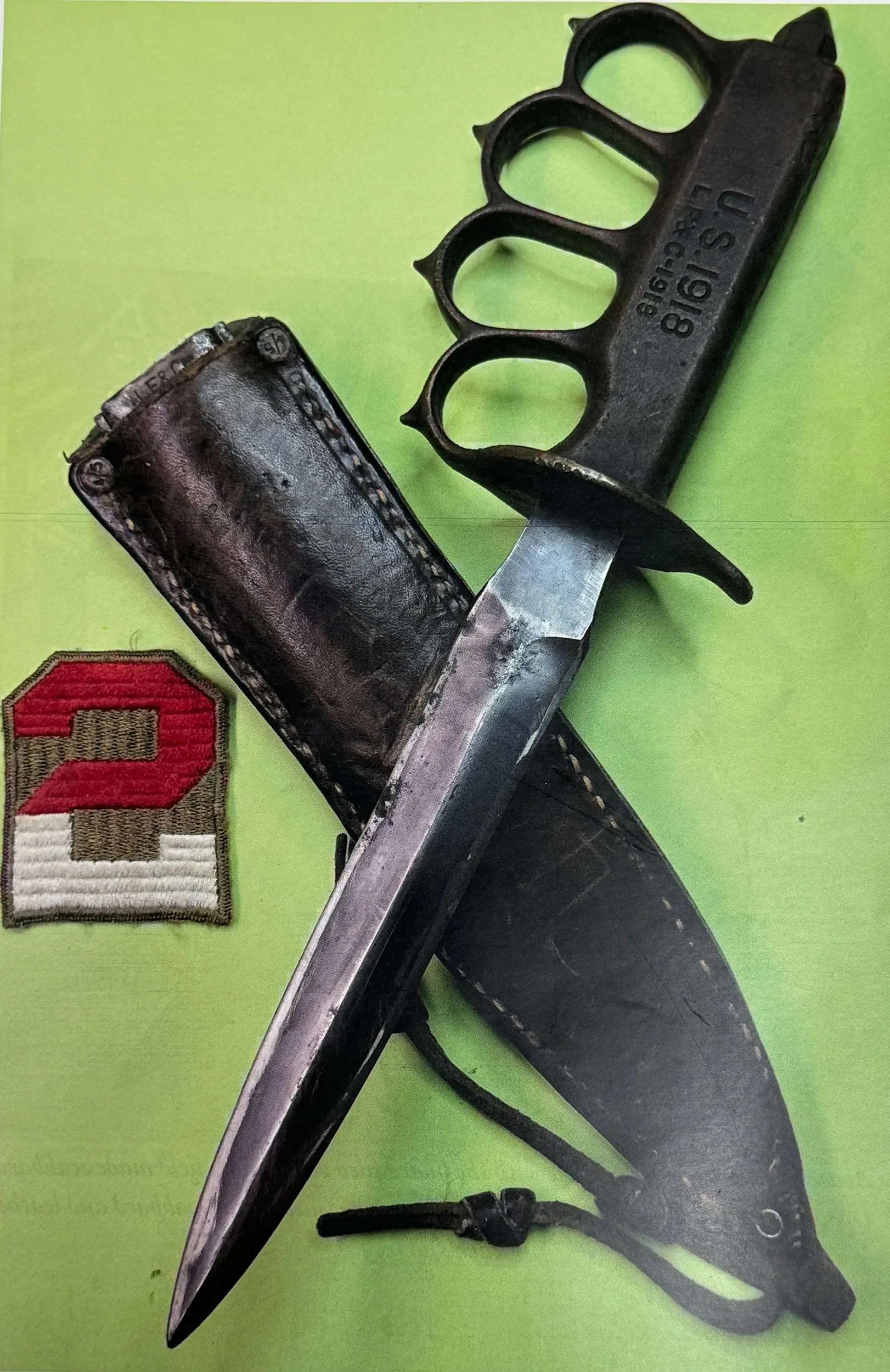 Vintage U.S. WWI Model 1918 Mark 1 Trench Knife with Custom Modified Scabbard - Featured in Greg Aloisios Model 1918 Mark I Trench Knife and Variations
