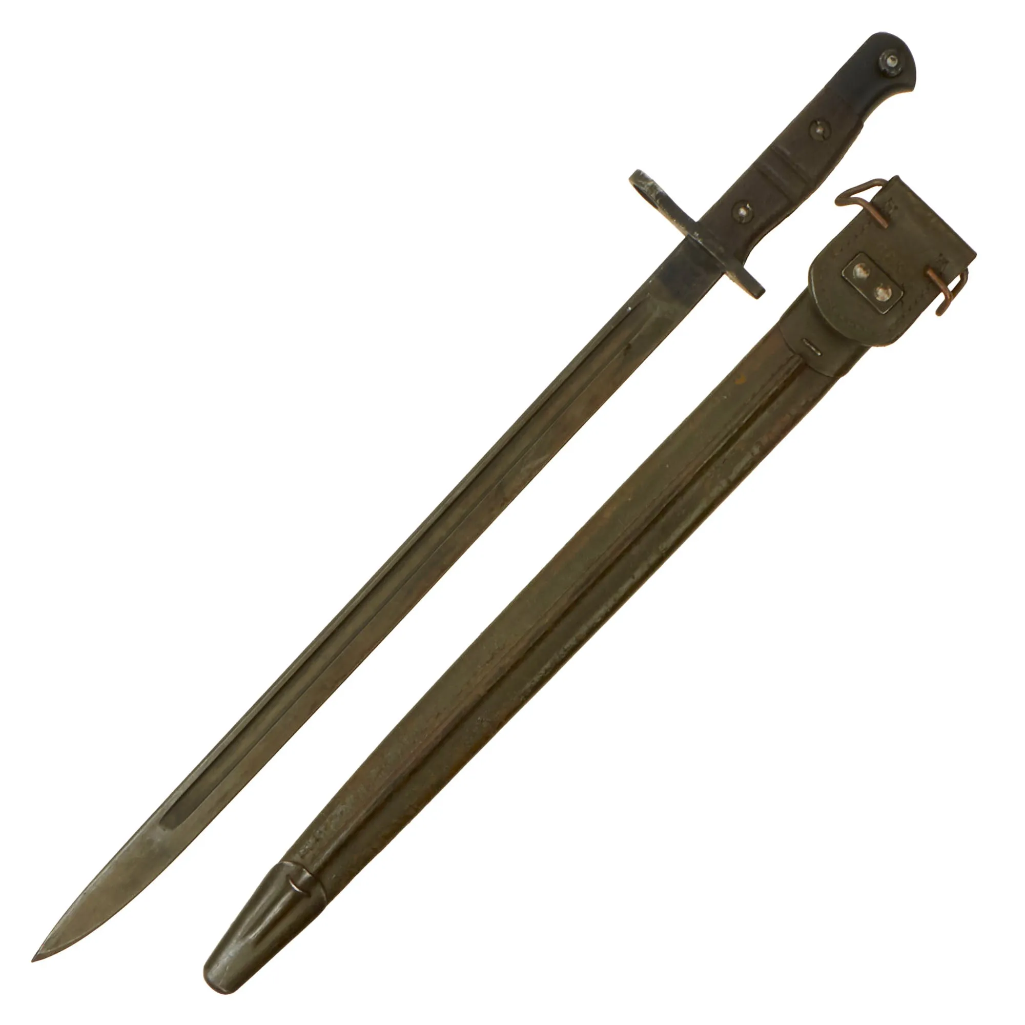 Original U.S. WWI P1913 Enfield Rifle & Trench Gun Bayonet by Remington with Scarce First Pattern M1917 Maxim Patent Scabbard - Dated 1917
