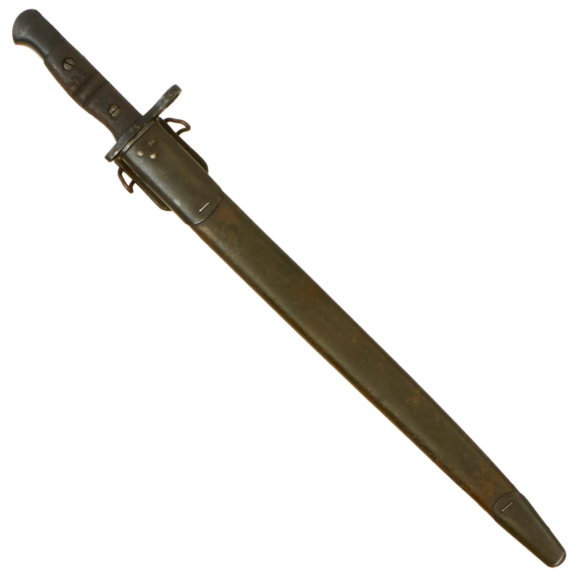 Original U.S. WWI P1913 Enfield Rifle & Trench Gun Bayonet by Remington with Scarce First Pattern M1917 Maxim Patent Scabbard - Dated 1917