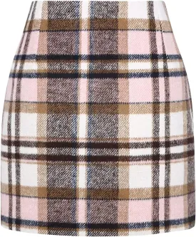 Plaid Skirt High Waist Bodycon Pencil Wool Mini Skirts for Women Stretch Flannel Skirt Fall Outfits 2025 Casual Dress