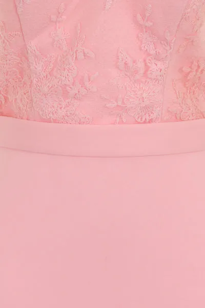 Ruby Blush Off The Shoulder Lace Fishtail Maxi Dress