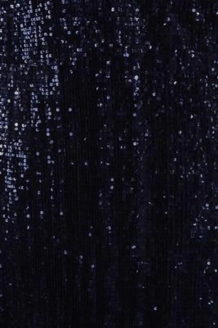 Salma Luxe Navy Keyhole Glistening Sequin Fishtail Maxi Dress