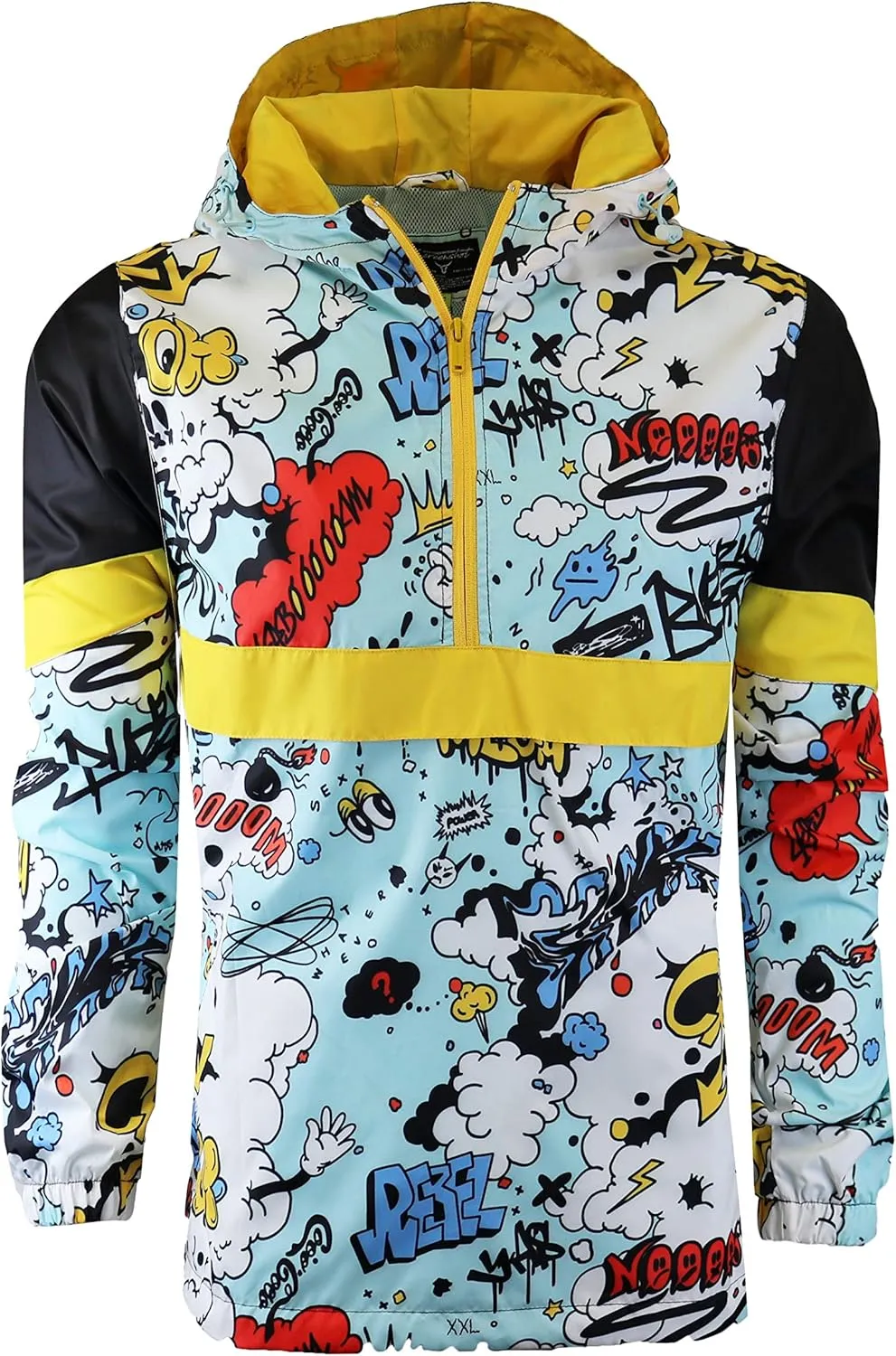 Screenshotbrand Lightweight Hooded Water Resistant Windbreaker - Zip-up Fashion Map Print Rain Jacket