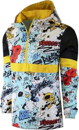 Screenshotbrand Lightweight Hooded Water Resistant Windbreaker - Zip-up Fashion Map Print Rain Jacket