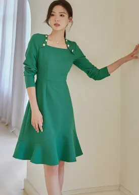 SQUARE NECK FISHTAIL DRESS