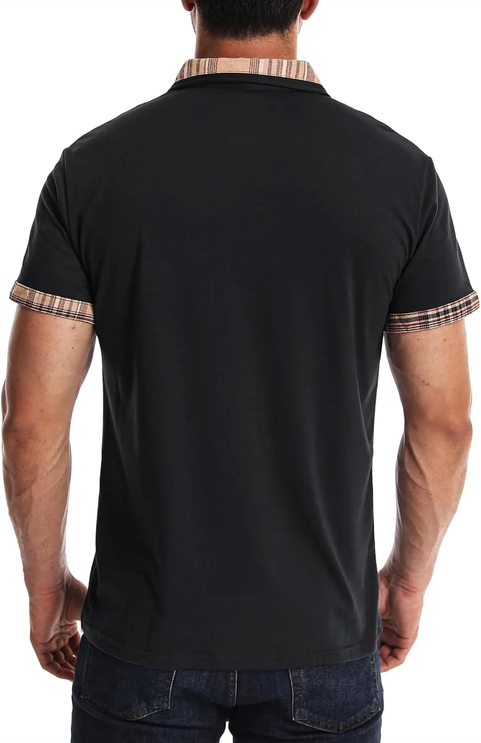 Suwangi Men's Polo Shirts Classic Button Basic Short Sleeve Shirt Casual Color Block Tees with Pocket Golf Stylish Tops