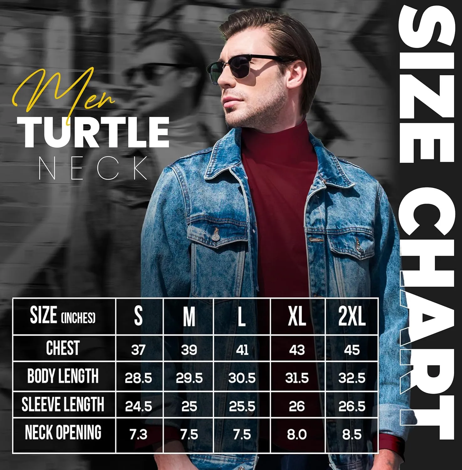 Utopia Wear Men's Turtleneck Slim Fit Lightweight Pullover Top