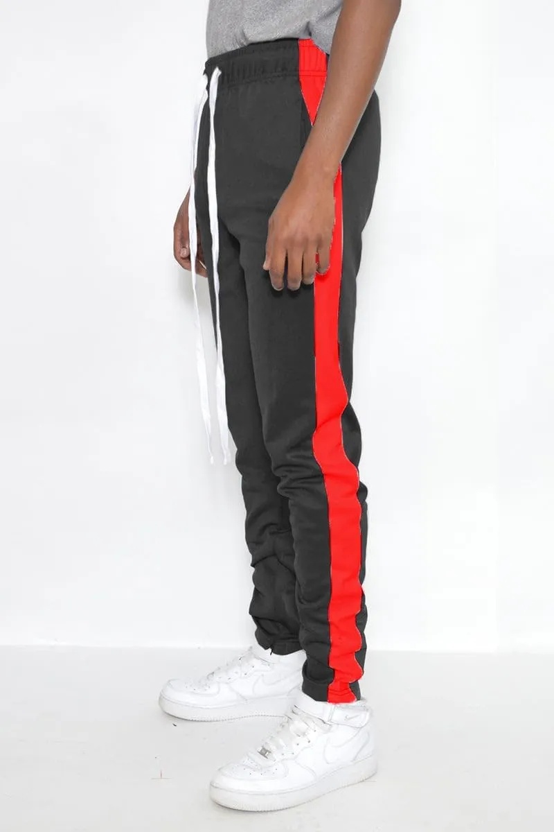 WEIV GEAR Mens Single Stripe Track Pants Slim Fit Stretch Trouser Elastic Jogger