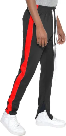 WEIV GEAR Mens Single Stripe Track Pants Slim Fit Stretch Trouser Elastic Jogger