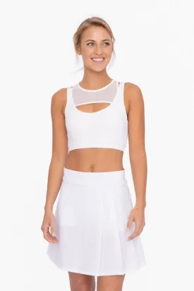White Harness Mesh Hybrid Racerback Sports Bra