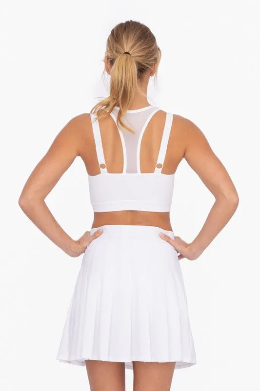 White Harness Mesh Hybrid Racerback Sports Bra