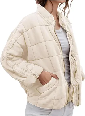 Womens Quilted Jacket Lightweight Puffer Jacket Button Down Winter Jacket Warm Insulated Jackets Padded Jacket