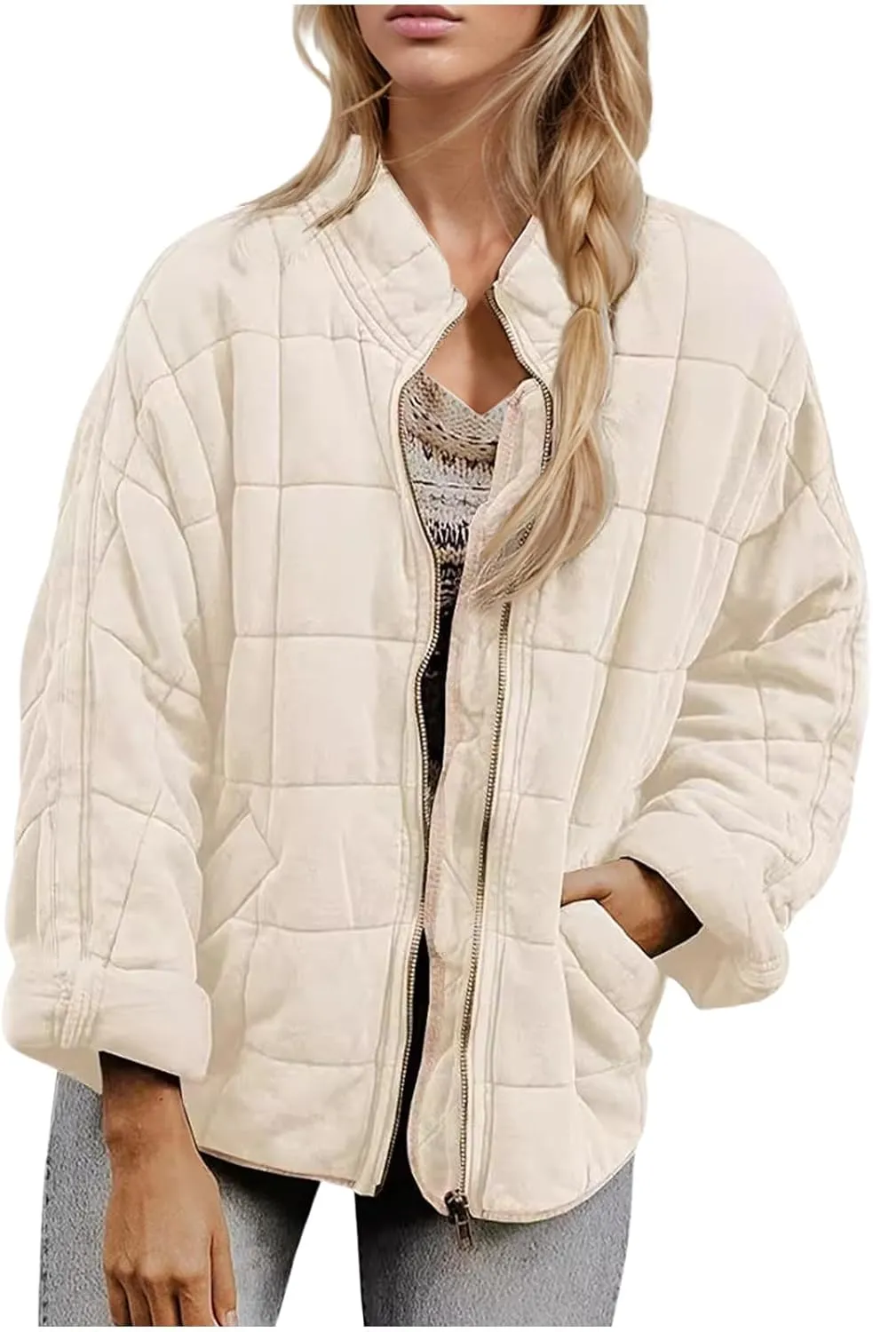 Womens Quilted Jacket Lightweight Puffer Jacket Button Down Winter Jacket Warm Insulated Jackets Padded Jacket